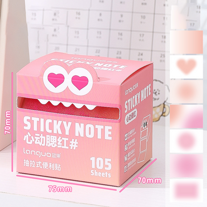 📌Kawaii Style Pull-Out Pearl Gradient Sticky Notes – 105 Sheets & 7-Color Cycle🎨