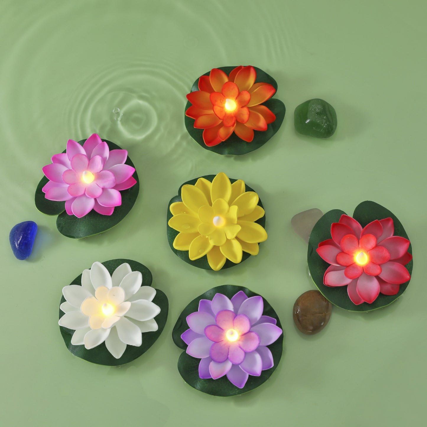 6PCS Floating LED Lotus Flower Lights