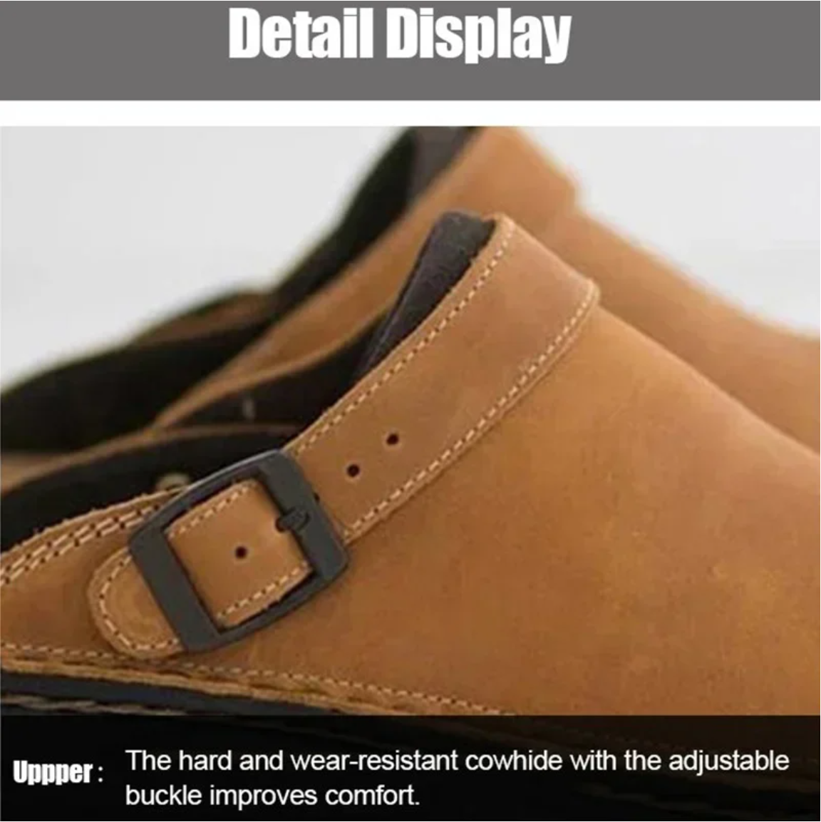 Large Square Toe Low Cut Men's Casual Plus Size Genuine Leather Slippers