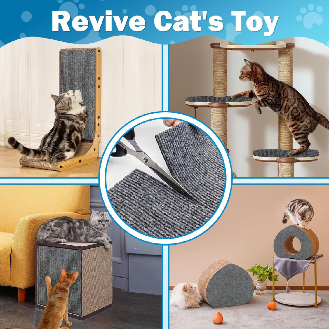 Cat Scratching Mat Self-Adhesive Trimmable Cat Carpet