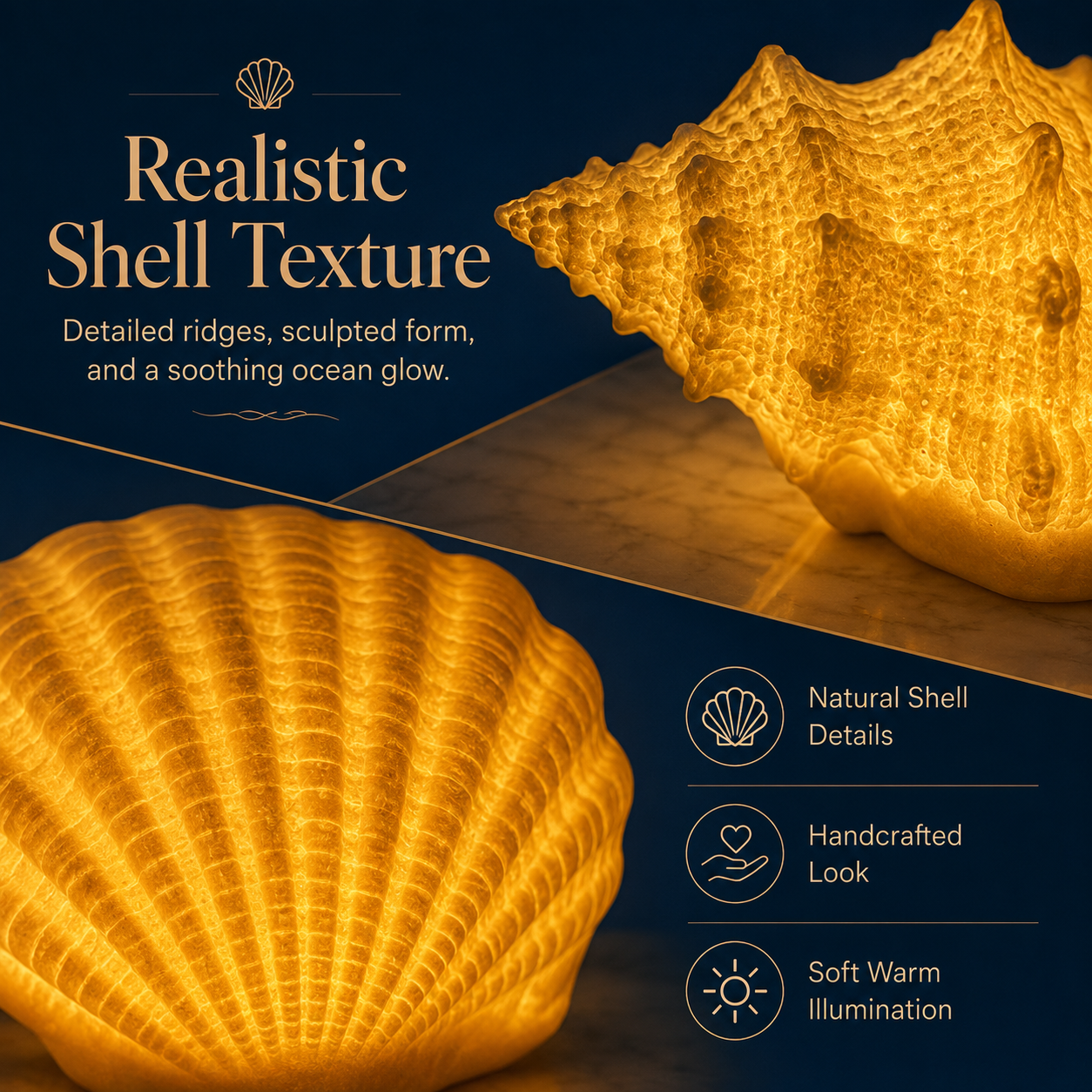 Coastal Afterglow Shell & Conch Light Set