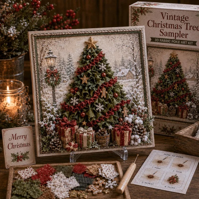 🎄 DIY 3D Fabric Poke Art Christmas Keepsake Kit – No-Sewing Holiday Craft with Display Stand ✨🎁Buy 2 Get 1 FREE — Add Any 3 Pcs To Cart🎉